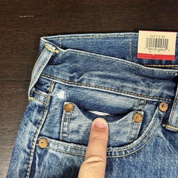 Levi's 511 Jeans 32 x 34 Selvedge Denim Slim Leg Distressed Blank Red Tab 63 - Picture 4 of 8
